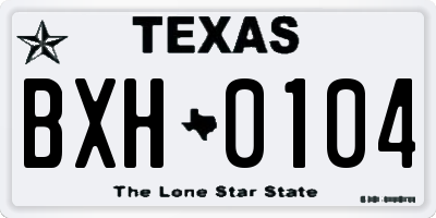 TX license plate BXH0104