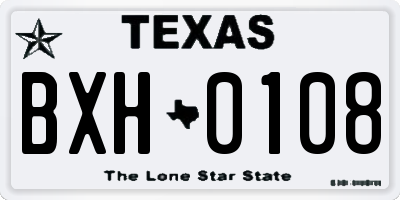 TX license plate BXH0108