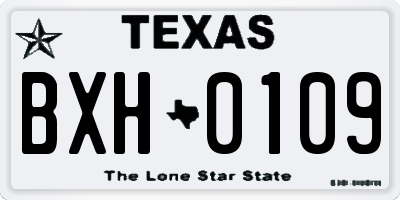 TX license plate BXH0109