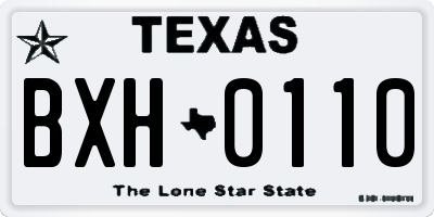 TX license plate BXH0110