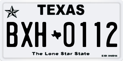 TX license plate BXH0112