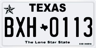 TX license plate BXH0113