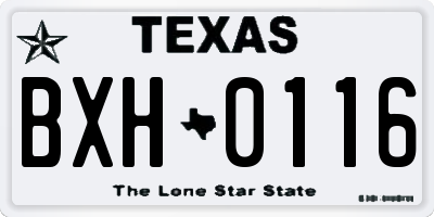 TX license plate BXH0116