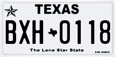 TX license plate BXH0118