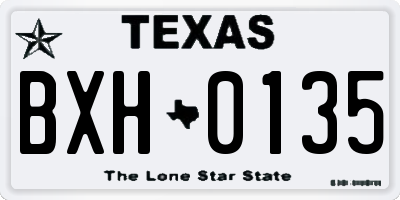 TX license plate BXH0135