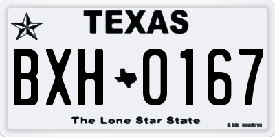 TX license plate BXH0167