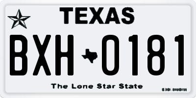 TX license plate BXH0181