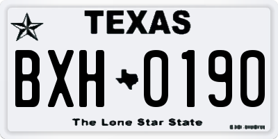 TX license plate BXH0190