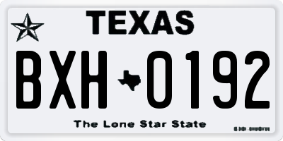 TX license plate BXH0192