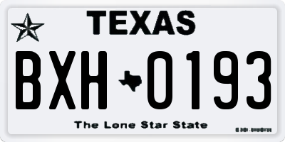 TX license plate BXH0193