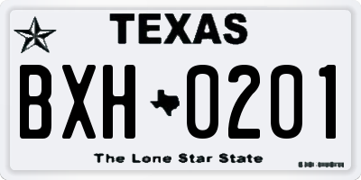 TX license plate BXH0201