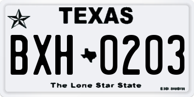 TX license plate BXH0203