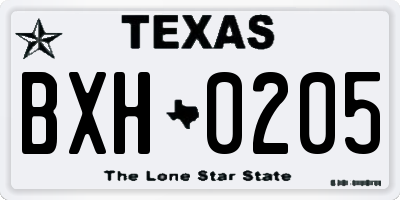 TX license plate BXH0205