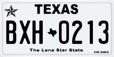 TX license plate BXH0213