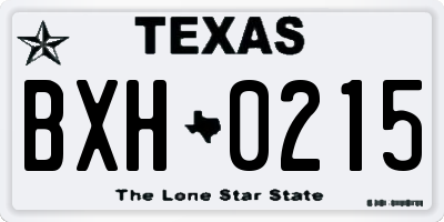 TX license plate BXH0215