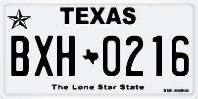 TX license plate BXH0216