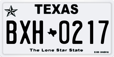 TX license plate BXH0217