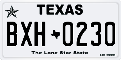TX license plate BXH0230
