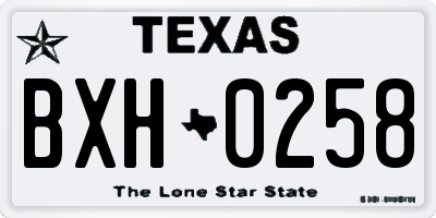 TX license plate BXH0258