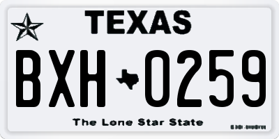 TX license plate BXH0259