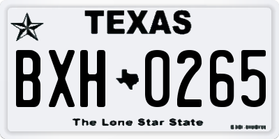 TX license plate BXH0265