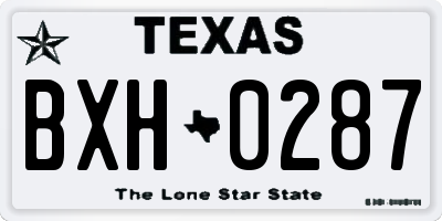 TX license plate BXH0287