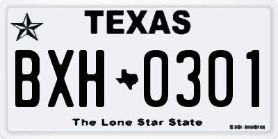 TX license plate BXH0301