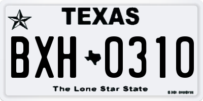 TX license plate BXH0310