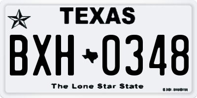 TX license plate BXH0348