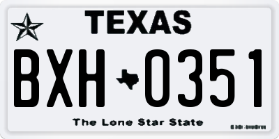 TX license plate BXH0351
