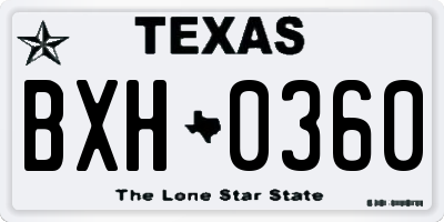 TX license plate BXH0360