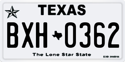 TX license plate BXH0362