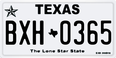TX license plate BXH0365