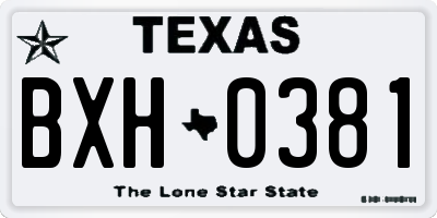 TX license plate BXH0381