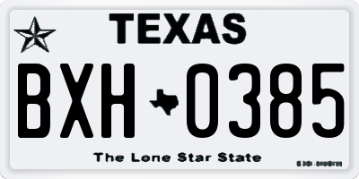 TX license plate BXH0385