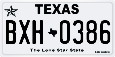 TX license plate BXH0386