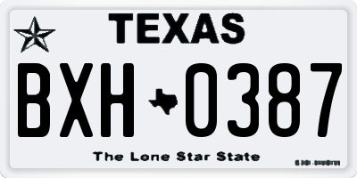 TX license plate BXH0387