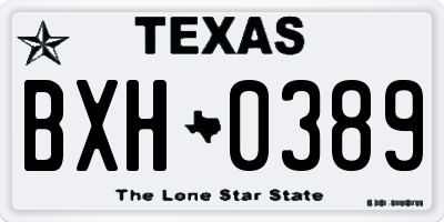 TX license plate BXH0389