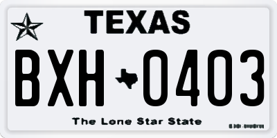 TX license plate BXH0403