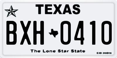 TX license plate BXH0410