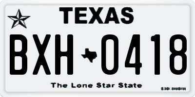 TX license plate BXH0418