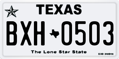 TX license plate BXH0503