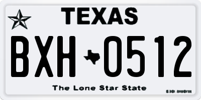 TX license plate BXH0512