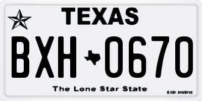 TX license plate BXH0670