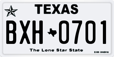 TX license plate BXH0701