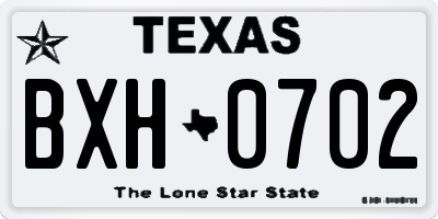 TX license plate BXH0702