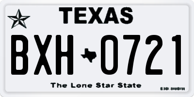 TX license plate BXH0721