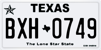 TX license plate BXH0749