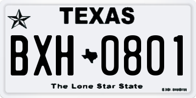 TX license plate BXH0801