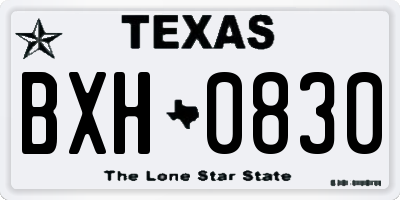 TX license plate BXH0830